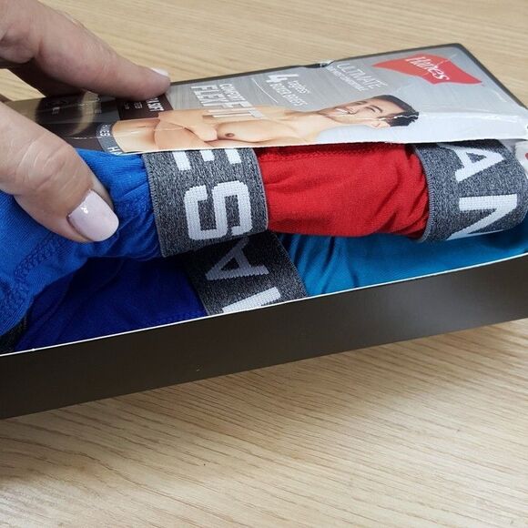 HANES Boxer Briefs Mens Medium Blue Red 4-Pack Ultimate Comfort Flex Fit - Picture 2 of 5